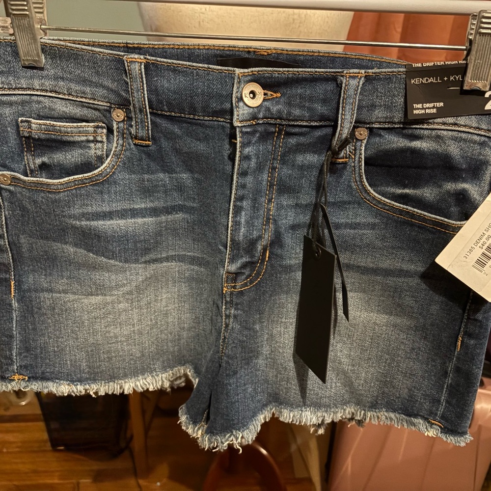 Kendall & Kylie High Rise Blue Denim Shorts